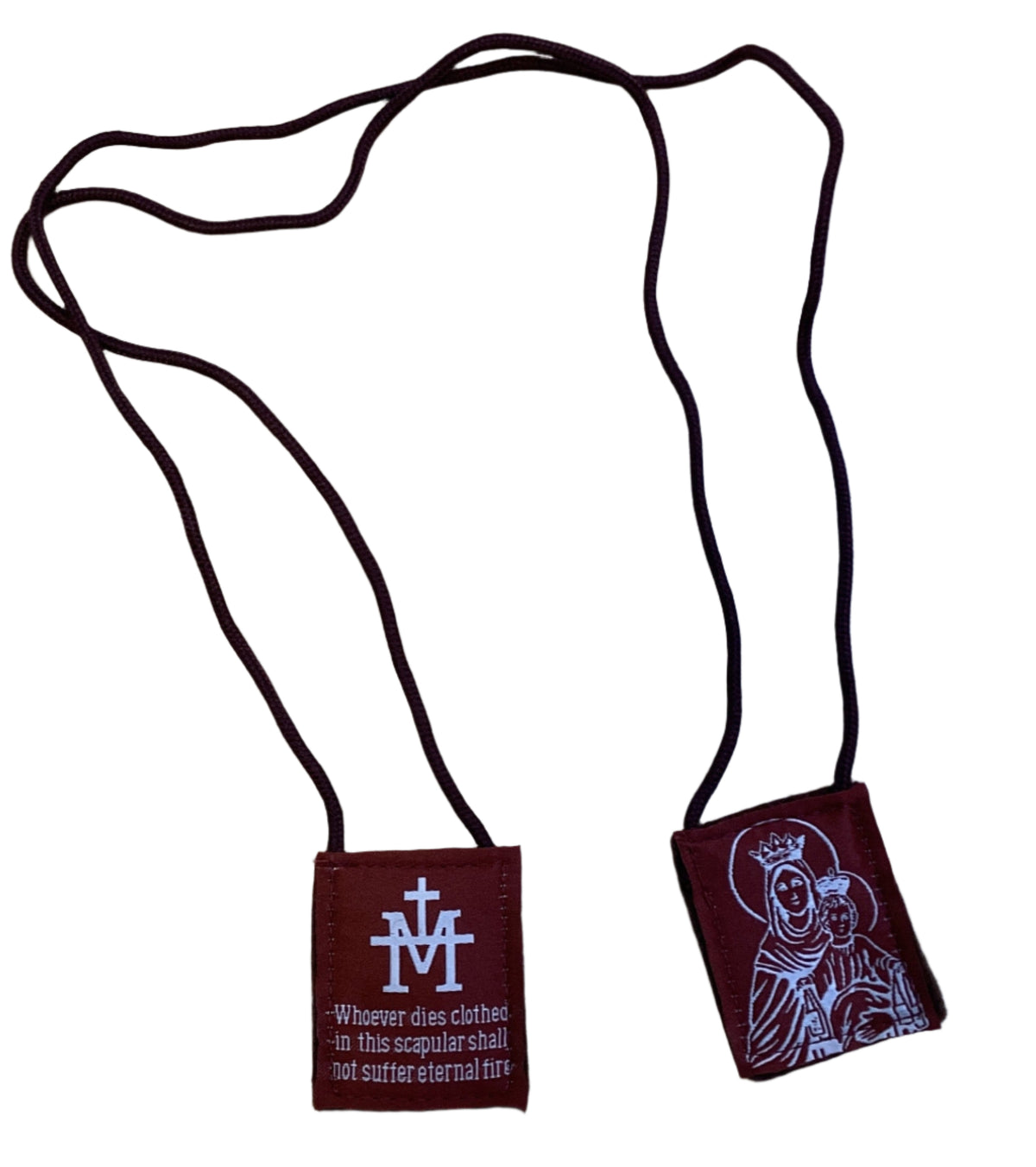 Brown Embroidered Wool Back Scapular