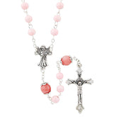 Pink Marble Glass Guardian Angel Rosary