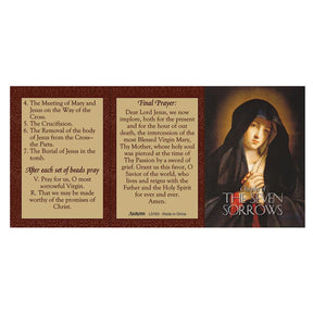 Seven Sorrows Chaplet Rosary with Prayer Card