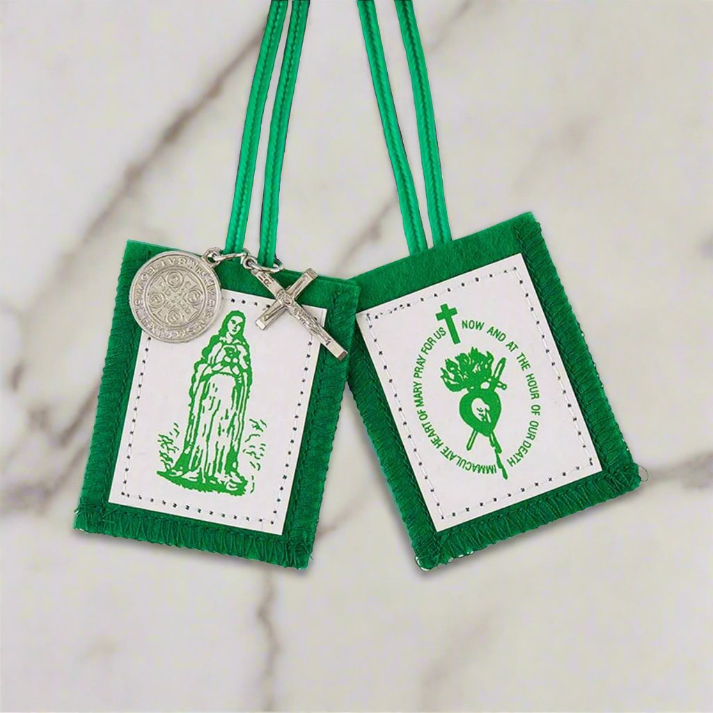 Scapular - Green with Medals