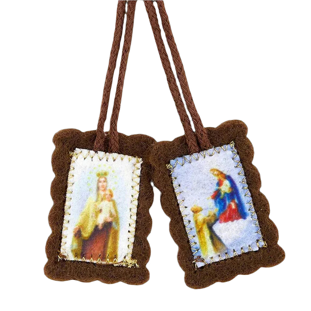 Scapular - Mini Brown Wool